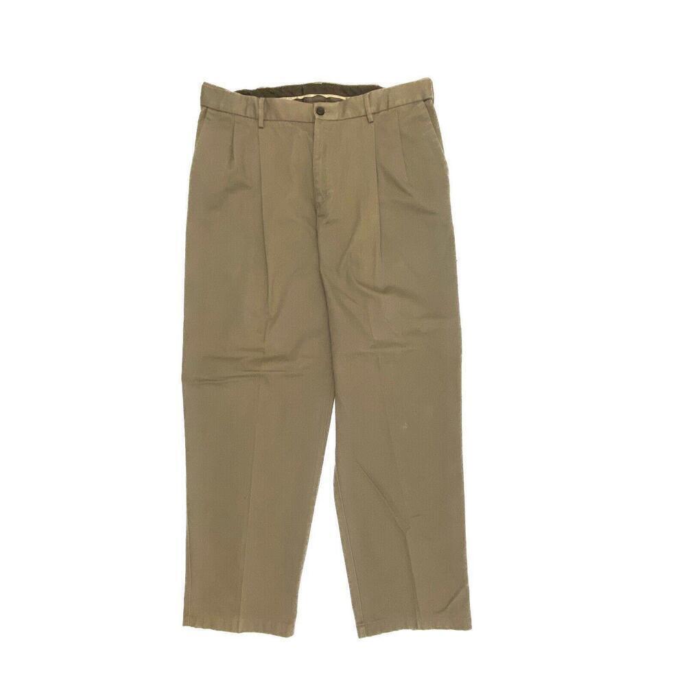 Haggar Pleated Straight Leg Men's size 36x31‎ Brown Chino Pants